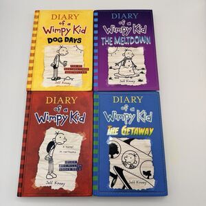 Diary Of A Wimpy Kid Books by Jeff Kinney Lot Of 4 Hardcovers #1 #4 #12 #13